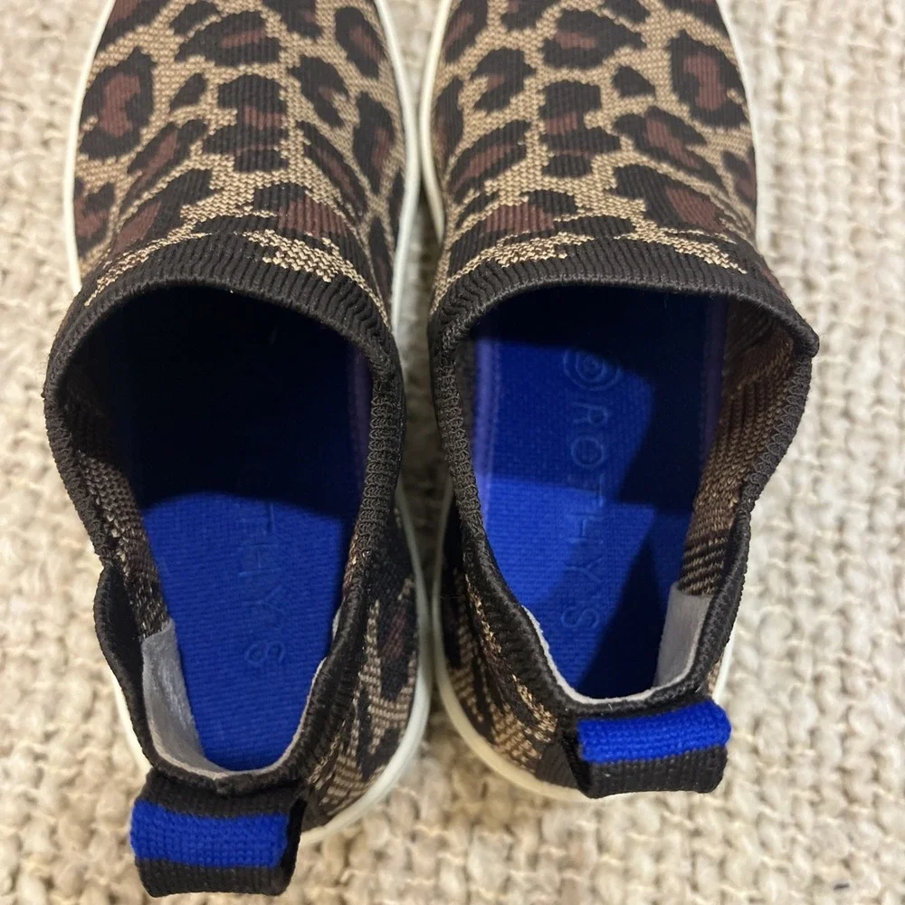 Rothy's‎ The Chelsea Wildcat High Top Knit Sneakers Leopard Print Women's Size 6